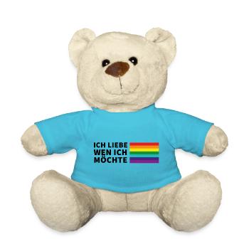 Ich liebe wen ich möchte Pride Flagge - Teddy - Atollblau - Vorne