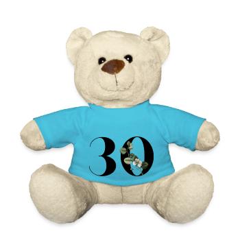 Numéro 30 floral vert - 30e anniversaire floral - Nounours - bleu outremer - Devant