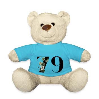 Nummer 79 Blumengrün - 79. Blumengeburtstag - Teddy - Atollblau - Vorne