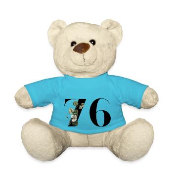 Numéro 76 floral vert - 76e anniversaire floral - Nounours - bleu outremer - Devant