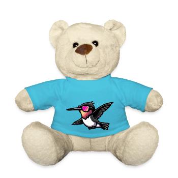 Hummingbird Bird Comic Cool - Teddy Bear - atoll blue - Front
