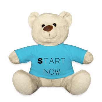 Jetzt starten – Motivierendes Zitat zum Handeln - Teddy - Atollblau - Vorne