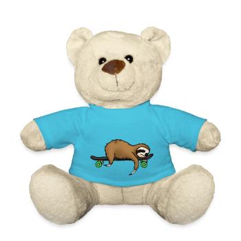 Faultier Skateboard Geschenkidee - Teddy - Atollblau - Vorne