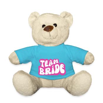 Team Bride pink - bridal gift - Teddy Bear - atoll blue - Front
