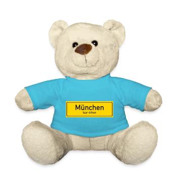 Münchner Ortsschild Deutschland - Teddy - Atollblau - Vorne