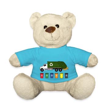 Müllwagen Liebe Müllabfuhr Kind Junge I Geschenk - Teddy - Atollblau - Vorne