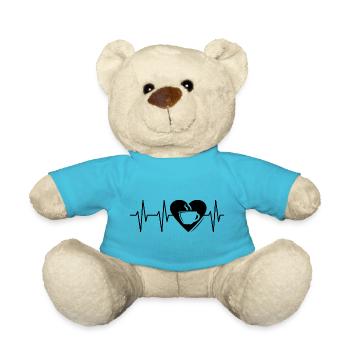 pulse, coffee, heart, love, heartbeat, symbol, enjoyment - Teddy Bear - atoll blue - Front