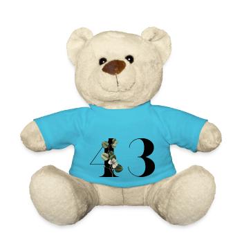 Nummer 43 Blumengrün - 43. Blumengeburtstag - Teddy - Atollblau - Vorne