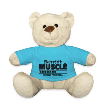 Bald muskulös - bitte warten - Teddy - Atollblau - Vorne