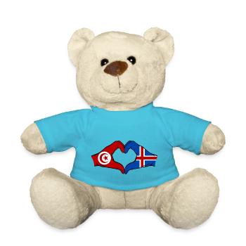 Tunisie Islande Drapeau Mains Coeur Forme - Nounours - bleu outremer - Devant