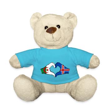 Algérie Islande Drapeau Mains Coeur Forme - Nounours - bleu outremer - Devant