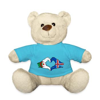 Algérie Islande Drapeau Mains Coeur Forme Utilisé - Nounours - bleu outremer - Devant