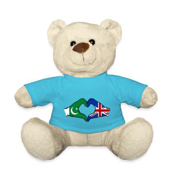 Pakistan Grossbritanien Flagge Hände Herzform - Teddy - Atollblau - Vorne