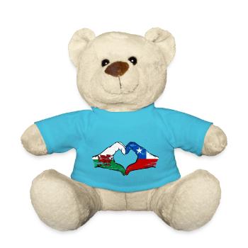 Wales Chile flag hands heart shape used - Teddy Bear - atoll blue - Front