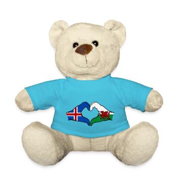 Islande Pays de Galles Drapeau Mains Coeur Forme - Nounours - bleu outremer - Devant
