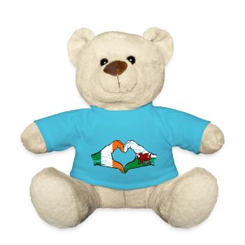 Irlande Pays de Galles Drapeau Mains Coeur Forme Utilisé - Nounours - bleu outremer - Devant
