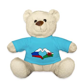 Russie Pays de Galles Drapeau Mains Coeur Forme - Nounours - bleu outremer - Devant