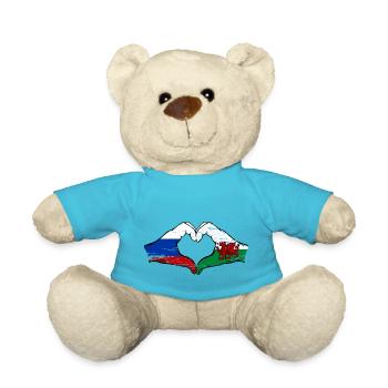 Russie Drapeau Pays de Galles mains forme de coeur utilisé - Nounours - bleu outremer - Devant
