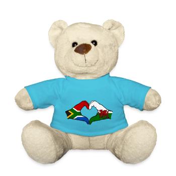 Afrique du Sud Pays de Galles Drapeau Mains Coeur Forme - Nounours - bleu outremer - Devant