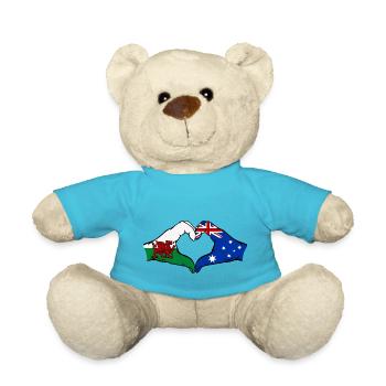 Wales Australia Flag Hands Heart Shape - Teddy Bear - atoll blue - Front