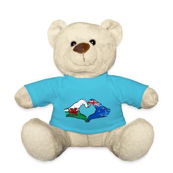 Pays de Galles Nouvelle-Zélande drapeau mains forme coeur utilisé - Nounours - bleu outremer - Devant