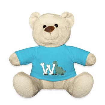 Letter W - Teddy Bear - atoll blue - Front
