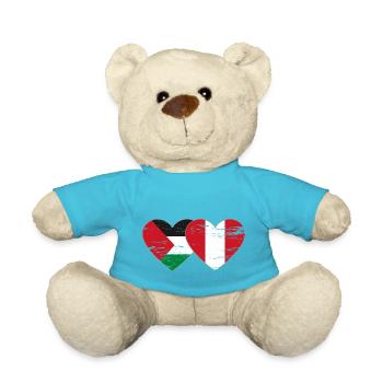 Palestine Peru flag heart used - Teddy Bear - atoll blue - Front