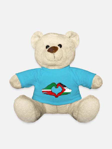 Tatarstan Palestine flag hands heart shape used - Teddy Bear - atoll blue