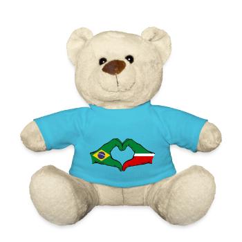 Brésil Tatarstan Drapeau Mains Coeur Forme - Nounours - bleu outremer - Devant