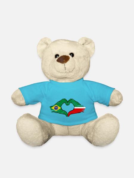 Brésil Tatarstan drapeau mains coeur utilisé - Nounours - bleu outremer