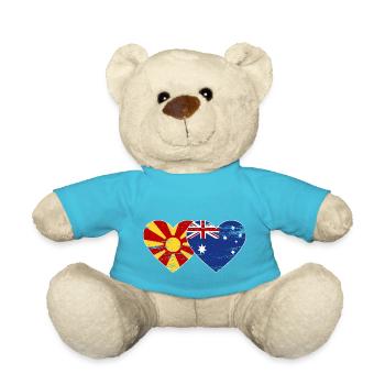 Mazedonien Australien Flagge Herz used - Teddy - Atollblau - Vorne
