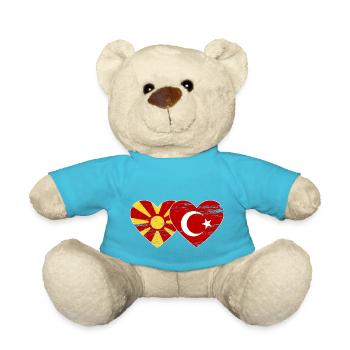 Macedonia Turkey Flag Heart used - Teddy Bear - atoll blue - Front