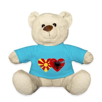 Macédoine Albanie drapeau coeur utilisé - Nounours - bleu outremer - Devant