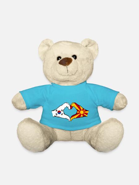 Südkorea Mazedonien Flagge Hände Herzform - Teddy - Atollblau
