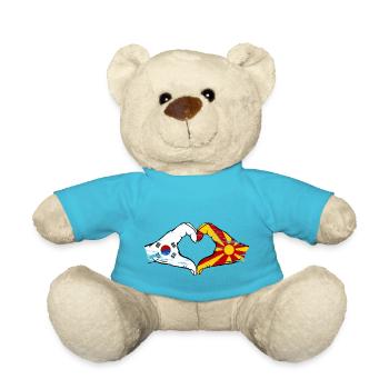 Südkorea Mazedonien Flagge Hände Herzform used - Teddy - Atollblau - Vorne