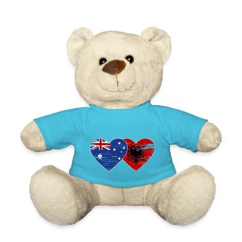 Australia Albania flag heart used - Teddy Bear - atoll blue - Front