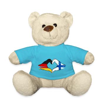 Allemagne Finlande Drapeau Mains Coeur Forme Utilisé - Nounours - bleu outremer - Devant