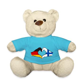 Allemagne Finlande Drapeau Mains Coeur Forme - Nounours - bleu outremer - Devant