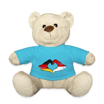 Deutschland Monaco Flagge Haende Herzform used - Teddy - Atollblau - Vorne
