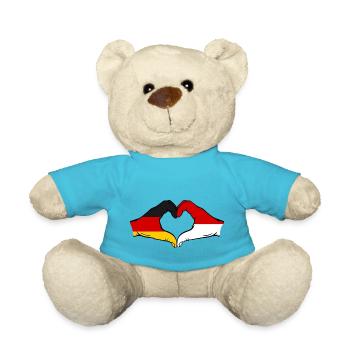 Deutschland Monaco Flagge Haende Herzform - Teddy - Atollblau - Vorne