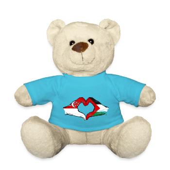 Singapour Palestine Drapeau Mains Coeur Forme Utilisé - Nounours - bleu outremer - Devant