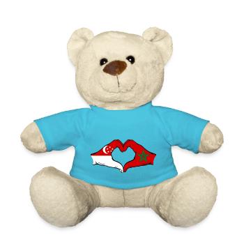Singapour Maroc Drapeau Mains Coeur Forme - Nounours - bleu outremer - Devant