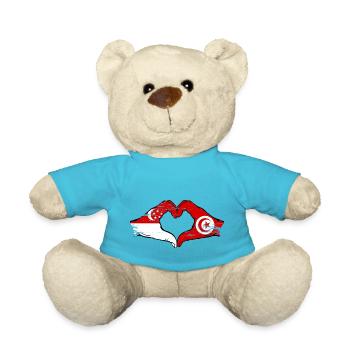 Singapour Tunisie drapeau mains forme coeur utilisé - Nounours - bleu outremer - Devant