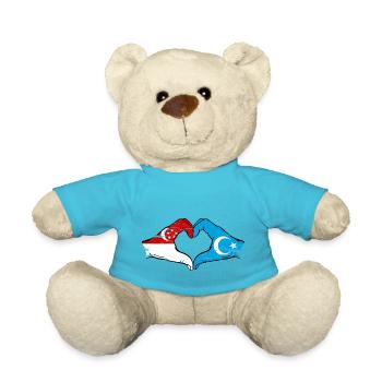 Singapur Uiguren Flagge Hände Herzform used - Teddy - Atollblau - Vorne