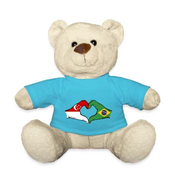 Singapur Brasilien Flagge Hände Herzform - Teddy - Atollblau - Vorne