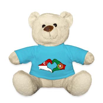 Singapur Portugal Flagge Hände Herzform - Teddy - Atollblau - Vorne