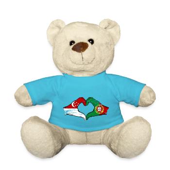 Singapour Portugal Drapeau Mains Coeur Forme Utilisé - Nounours - bleu outremer - Devant