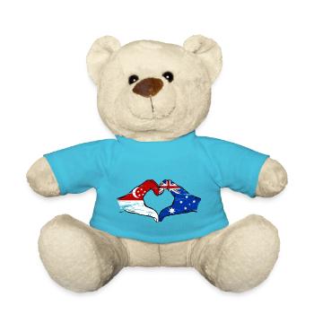 Singapour Australie drapeau mains coeur utilisé - Nounours - bleu outremer - Devant