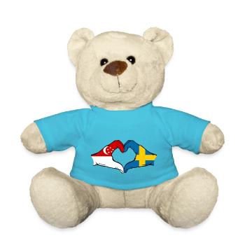 Singapur Schweden Flagge Hände Herzform - Teddy - Atollblau - Vorne