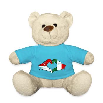 Singapur Italien Flagge Hände Herzform used - Teddy - Atollblau - Vorne